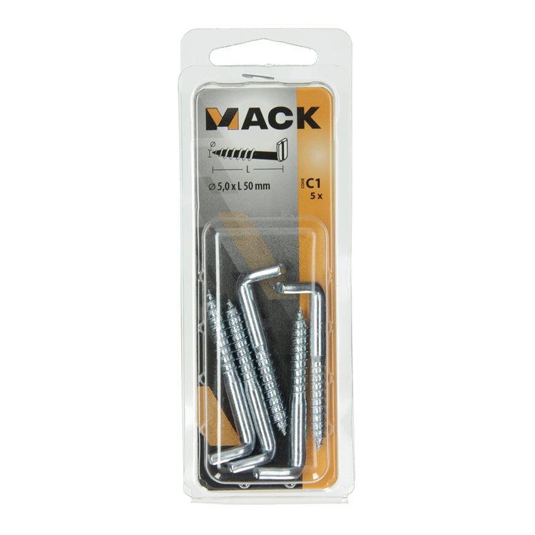 Mack 1017831 – Schraubdaumen mit Schlitz, verzinkter Stahl. 5 Stück 5,0 x 50 mm | 10 Stück