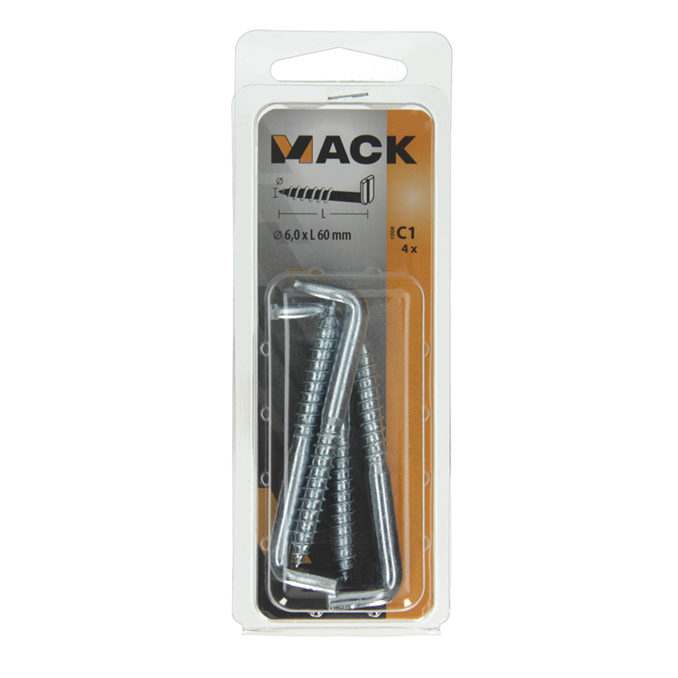 Mack 1017832 – Schraubdaumen mit Schlitz, verzinkter Stahl. 4 Stück 6,0 x 60 mm | 10 Stück