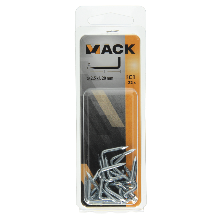 Mack 1017837 - Spitzendaumen verzinkter Stahl 22 Stück 2,5 x 20 mm | 10 Stück