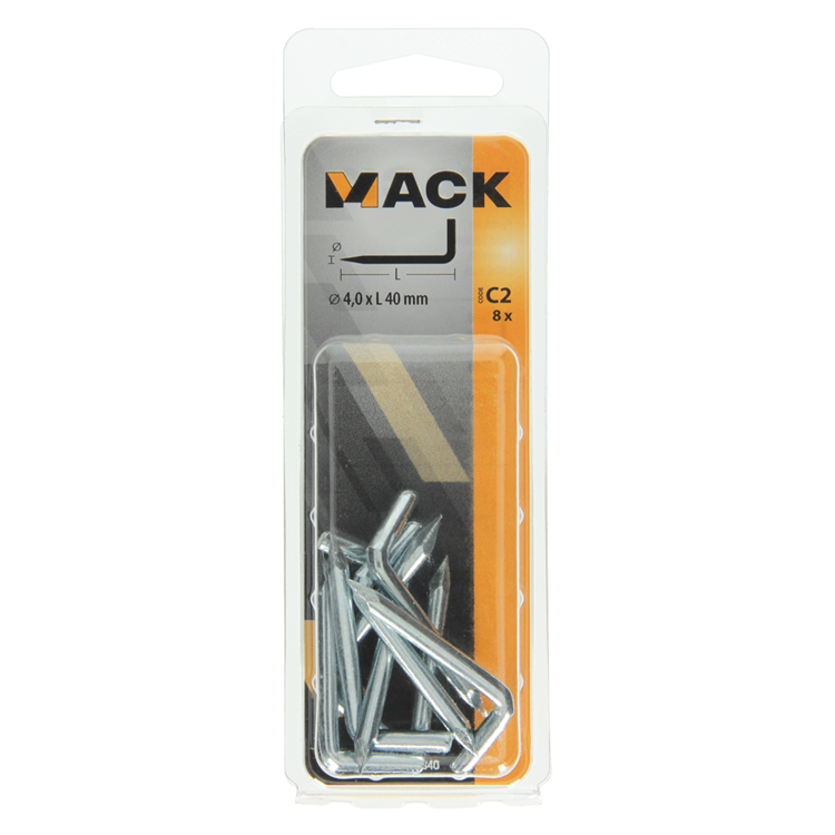 Mack 1017840 - Spitzendaumen verzinkter Stahl 8 Stück 4,0 x 40 mm | 10 Stück