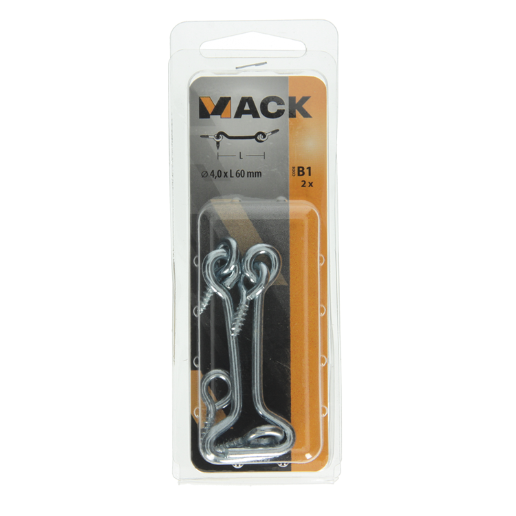 Mack 1017848 – Windhaken aus verzinktem Stahl, 2 Stück, 4,0 x 60 mm | 10 Stück