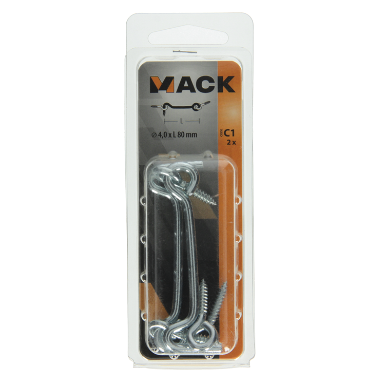 Mack 1017849 – Windhaken aus verzinktem Stahl, 2 Stück, 4,0 x 80 mm | 5 Stück