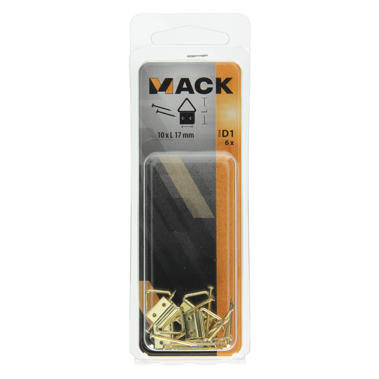 Mack 1017858 - Rahmenaufhänger Stahl vermessingt 6 Stück 10 x 17 mm | 10 Stück