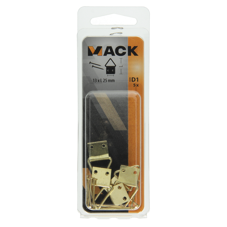 Mack 1017859 - Rahmenaufhänger Stahl vermessingt 5 Stück 13 x 25 mm | 10 Stück