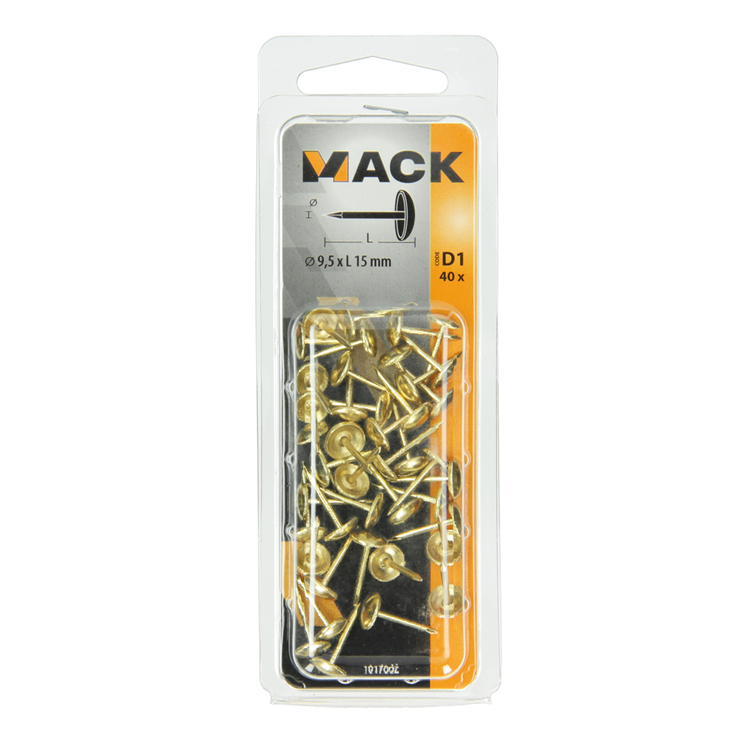 Mack 1017862 – Ziernägel aus vermessingtem Stahl, 40 Stück, 9,5 x 15 mm | 10 Stück
