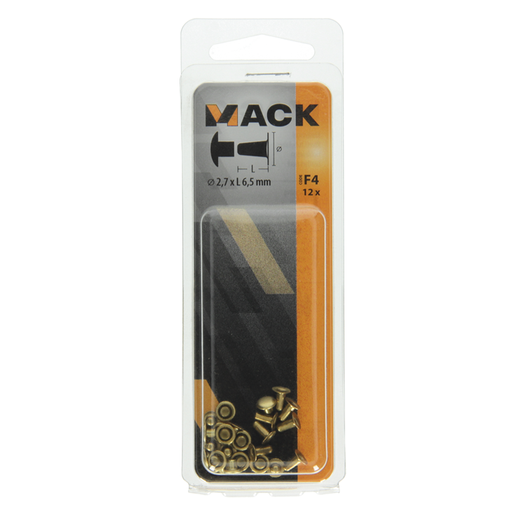 Mack 1019713 - Niete Messing 12 Stück 2,7 x 6,5 mm | 10 Stück