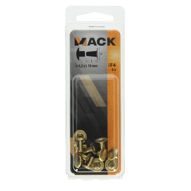 Mack 1019717 - Niete Messing 6 Stück 4,2 x 10 mm | 10 Stück