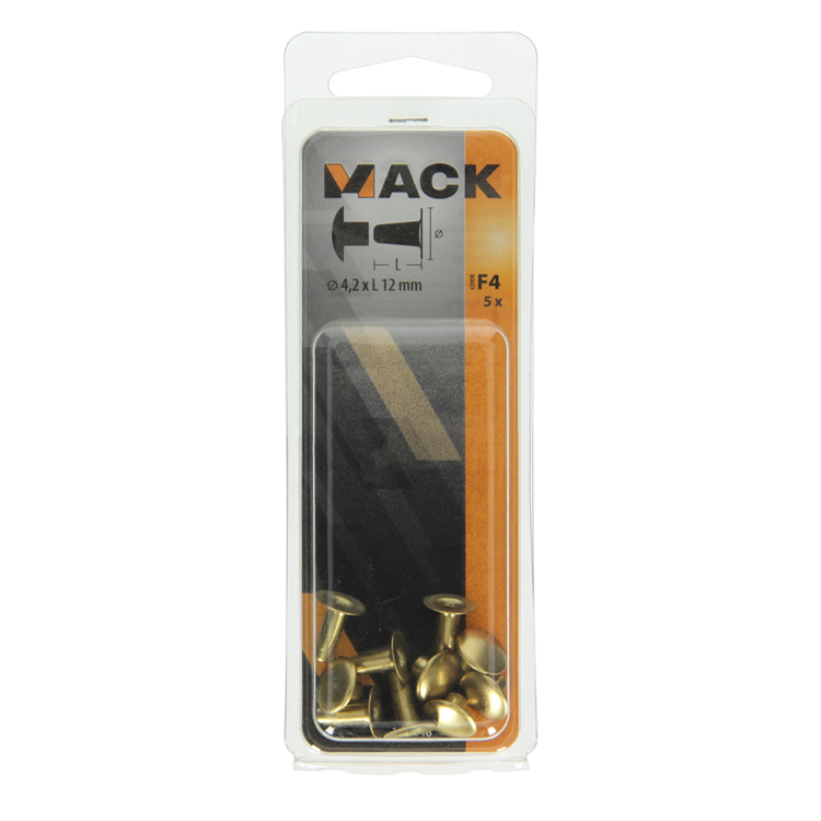 Mack 1019718 - Niete Messing 5 Stück 4,2 x 12 mm | 10 Stück