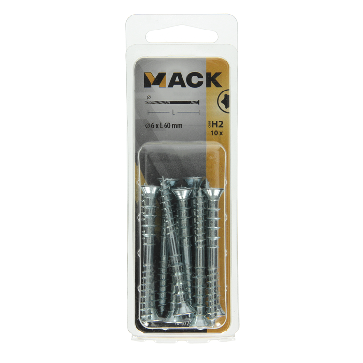 Mack 1019725 - Stellschraube verzinkt 10 Stück 6 x 60 mm | 10 Stück