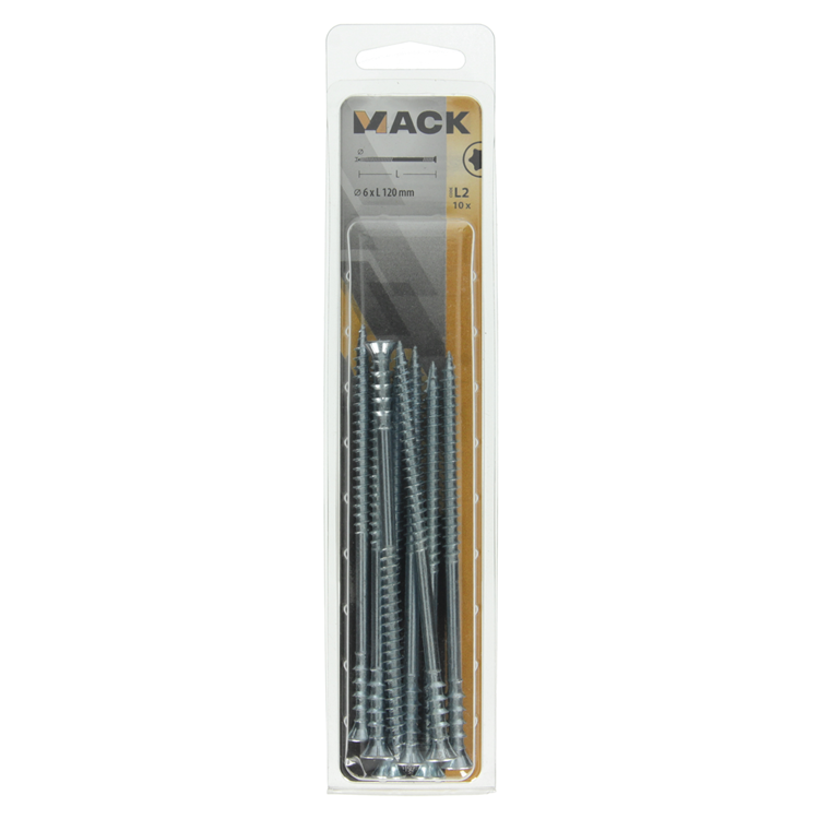 Mack 1019728 - Stellschraube verzinkt 10 Stück 6 x 120 mm | 5 Stück