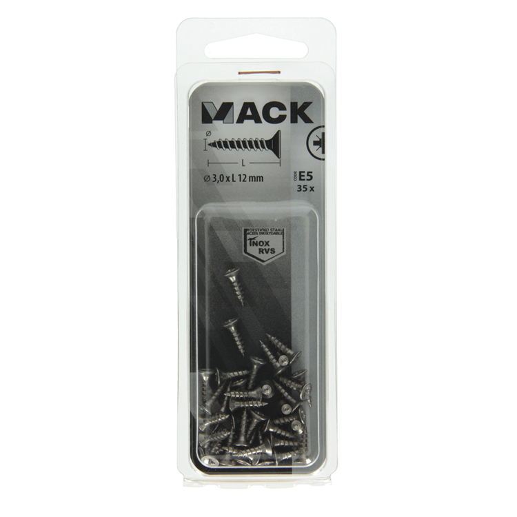 Mack 1019729 – Spanplattenschraube VZ-Kopf Edelstahl 35 Stück 3,0 x 12 mm | 10 Stück