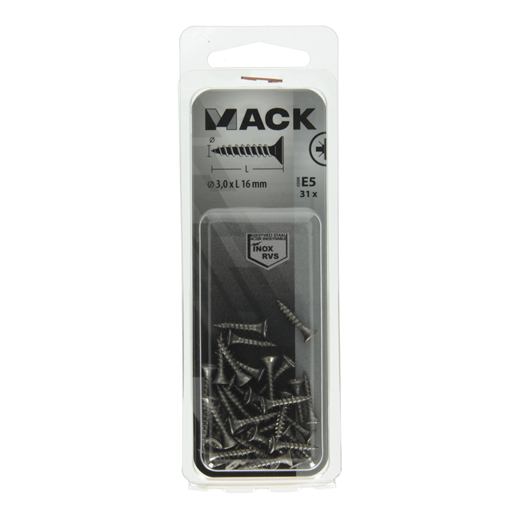 Mack 1019730 - Spanplattenschraube VZ-Kopf Edelstahl 31 Stück 3,0 x 16 mm | 10 Stück