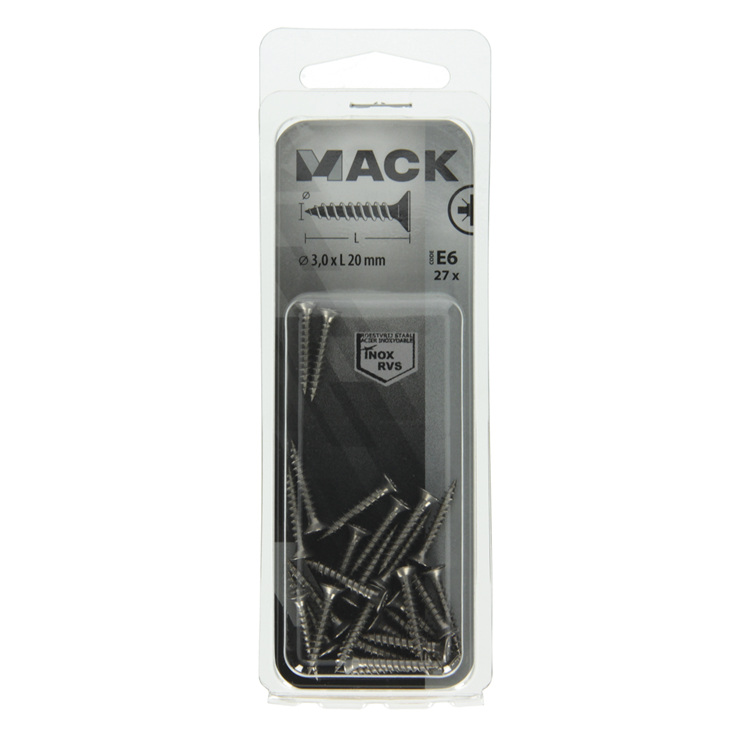 Mack 1019731 - Spanplattenschraube VZ-Kopf Edelstahl 27 Stück 3,0 x 20 mm | 10 Stück