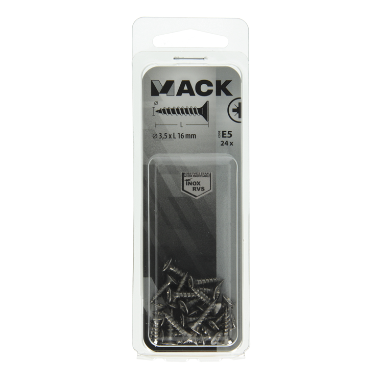 Mack 1019732 - Spanplattenschraube VZ-Kopf Edelstahl 24 Stück 3,5 x 16 mm | 10 Stück