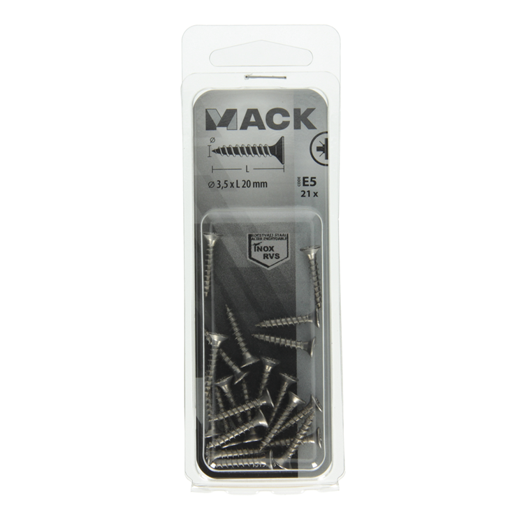 Mack 1019733 - Spanplattenschraube VZ-Kopf Edelstahl 21 Stück 3,5 x 20 mm | 10 Stück