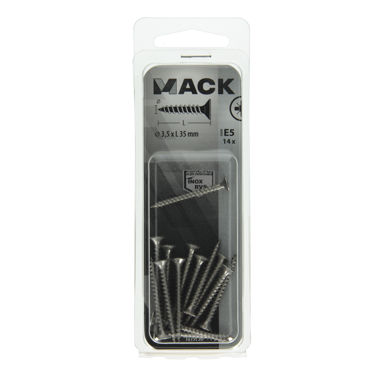 Mack 1019736 - Spanplattenschraube VZ-Kopf Edelstahl 14 Stück 3,5 x 35 mm | 10 Stück