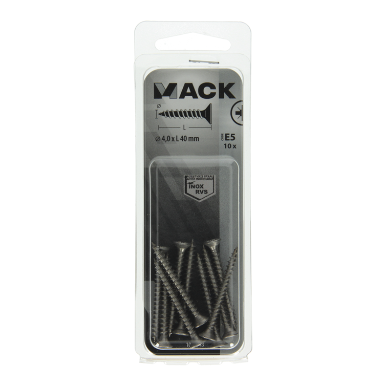 Mack 1019743 - Spanplattenschraube VZ-Kopf Edelstahl 10 Stück 4,0 x 40 mm | 10 Stück