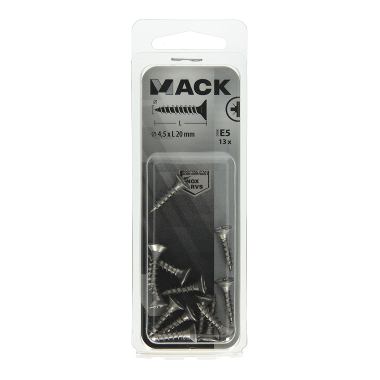 Mack 1019746 – Spanplattenschraube VZ-Kopf Edelstahl 13 Stück 4,5 x 20 mm | 10 Stück