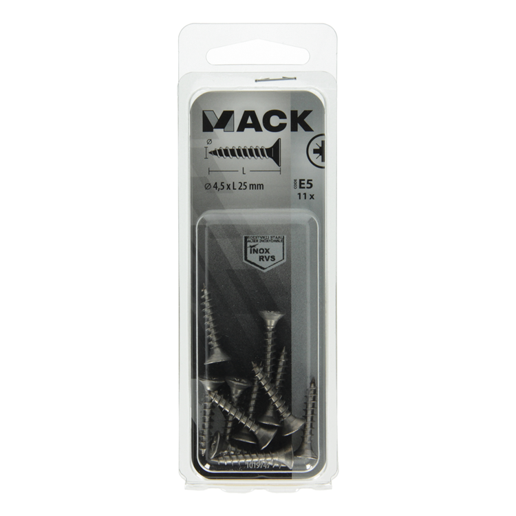 Mack 1019747 - Spanplattenschraube VZ-Kopf Edelstahl 11 Stück 4,5 x 25 mm | 10 Stück