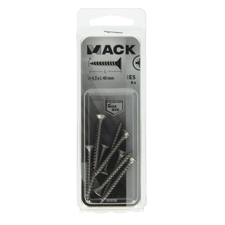 Mack 1019750 - Spanplattenschraube VZ-Kopf Edelstahl 8 Stück 4,5 x 40 mm | 10 Stück