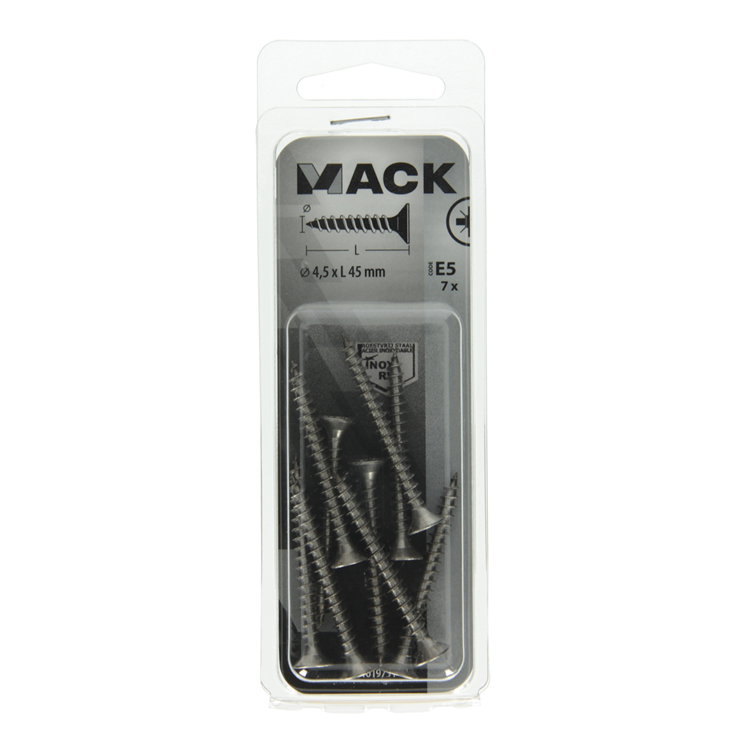 Mack 1019751 - Spanplattenschraube VZ-Kopf Edelstahl 7 Stück 4,5 x 45 mm | 10 Stück