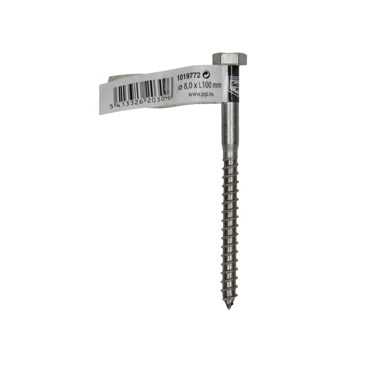 Mack 1019772 - Holzgewindebolzen Edelstahl 1 Stück 8 x 100 mm | 10 Stück