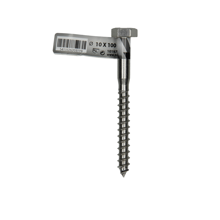Mack 1019774 - Holzgewindebolzen Edelstahl 1 Stück 10 x 100 mm | 10 Stück