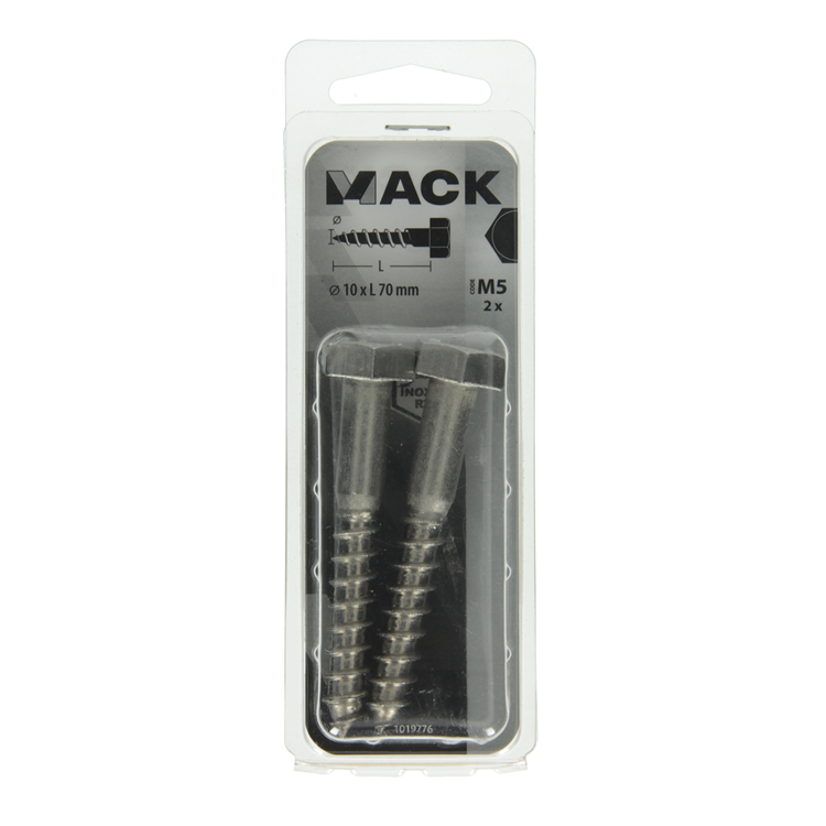 Mack 1019776 - Holzgewindebolzen Edelstahl 2 Stück 10 x 70 mm | 10 Stück