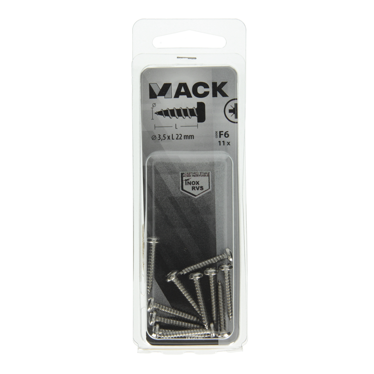 Mack 1019783 - Blechschraube Zylinderkopf A2 11 Stück 3,5 x 22 mm | 10 Stück