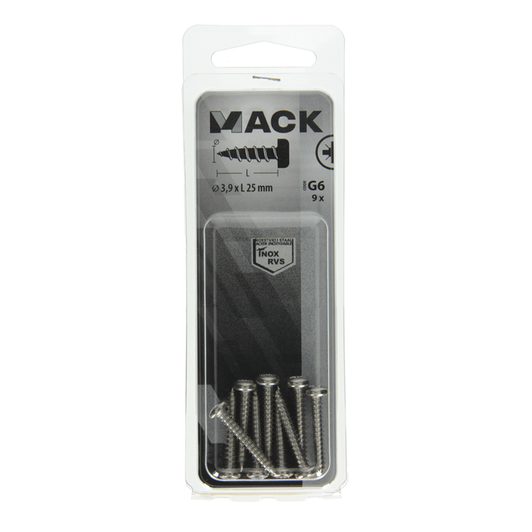 Mack 1019787 - Blechschraube Zylinderkopf A2 9 Stück 3,9 x 25 mm | 10 Stück