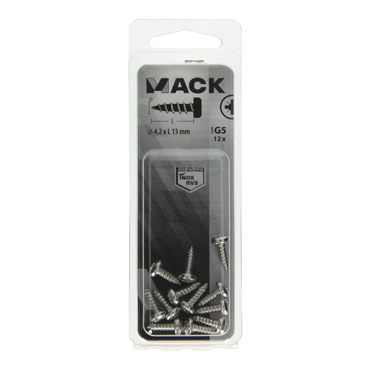 Mack 1019788 - Blechschraube Zylinderkopf A2 12 Stück 4,2 x 13 mm | 10 Stück