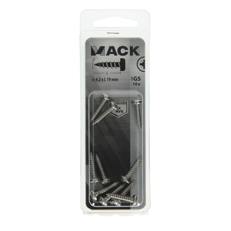 Mack 1019790 - Blechschraube Zylinderkopf A2 10 Stück 4,2 x 19 mm | 10 Stück