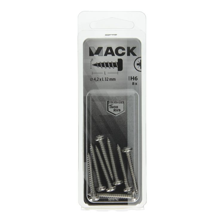 Mack 1019792 – selbstschneidende Schraube Zylinderkopf A2 8 Stück 4,2 x 32 mm | 10 Stück