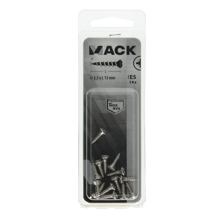 Mack 1019798 – selbstschneidende Schraube mit Kugelkopfa2 14 Stück 3,5 x 13 mm | 10 Stück