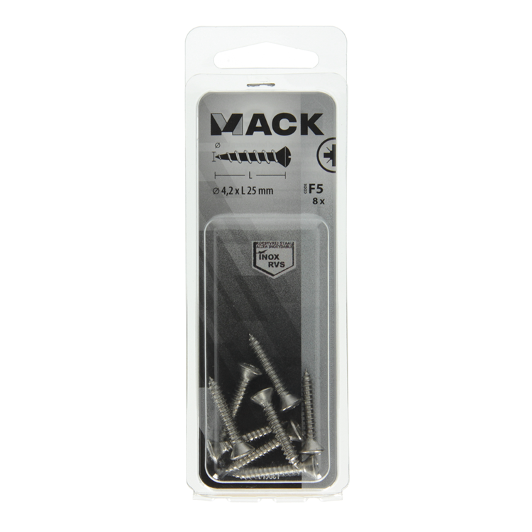 Mack 1019801 – selbstschneidende Kugelschraube fx.heada2 8 Stück 4,2 x 25 mm | 10 Stück