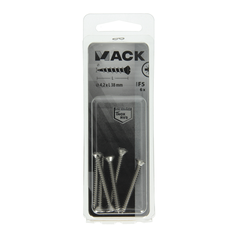 Mack 1019802 – selbstschneidende Kugelschraube fx.heada2 6 Stück 4,2 x 38 mm | 10 Stück