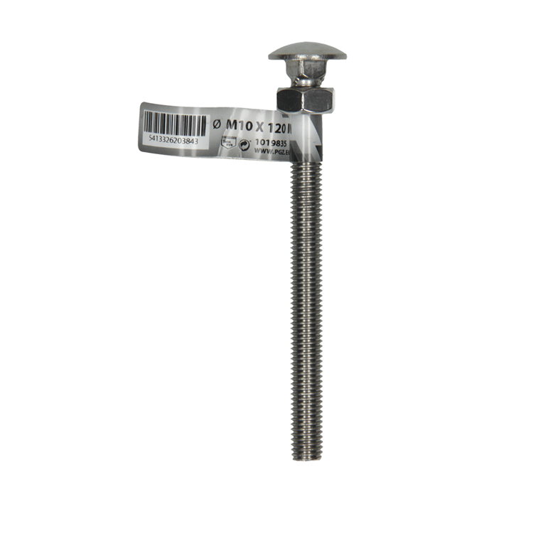 Mack 1019835 – Holzschraube + Mutter Edelstahl 1 Stück M10 x 120 mm | 10 Stück