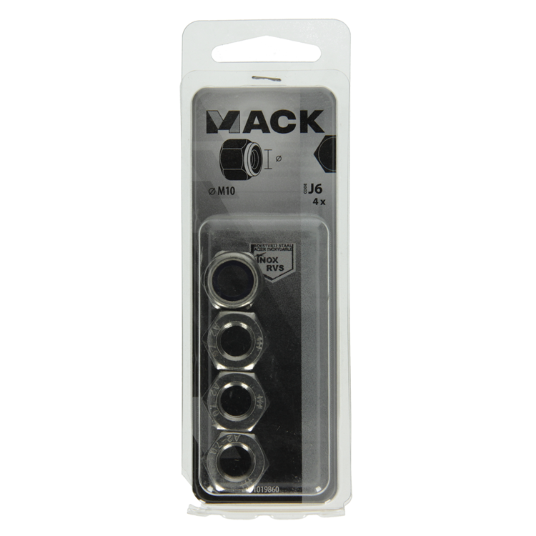 Mack 1019860 - Sechskant-Sicherungsmutter Edelstahl A2 4 Stück M 10 | 10 Stück