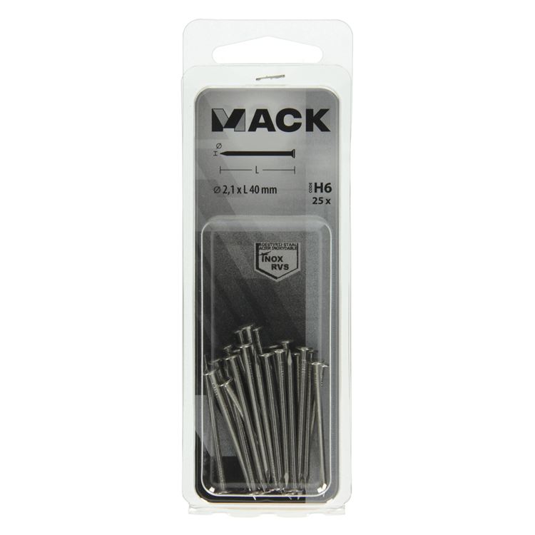 Mack 1019888 - Nagel Flachkopf Edelstahl A2 25 Stk. 2,1 x 40 mm | 10 Stück