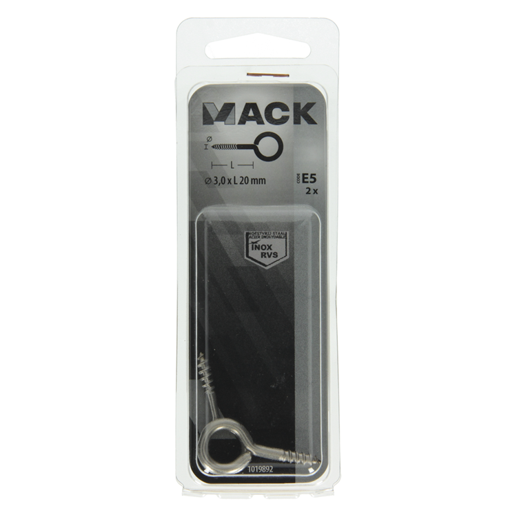 Mack 1019892 - Schraubauge Edelstahl 2 Stück 3,0 x 20 mm | 10 Stück