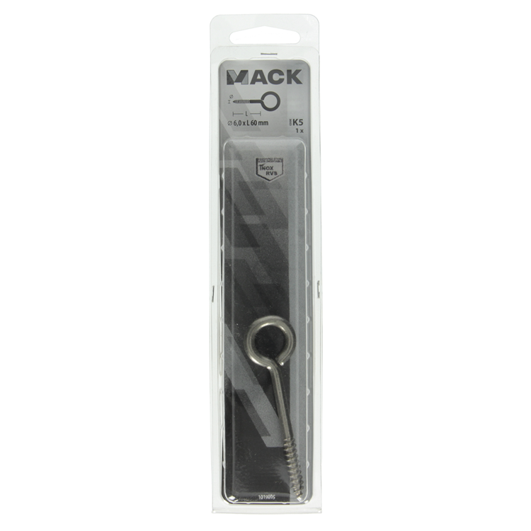 Mack 1019895 - Schraubauge Edelstahl 1 St. 6,0x60 mm | 5 Stück