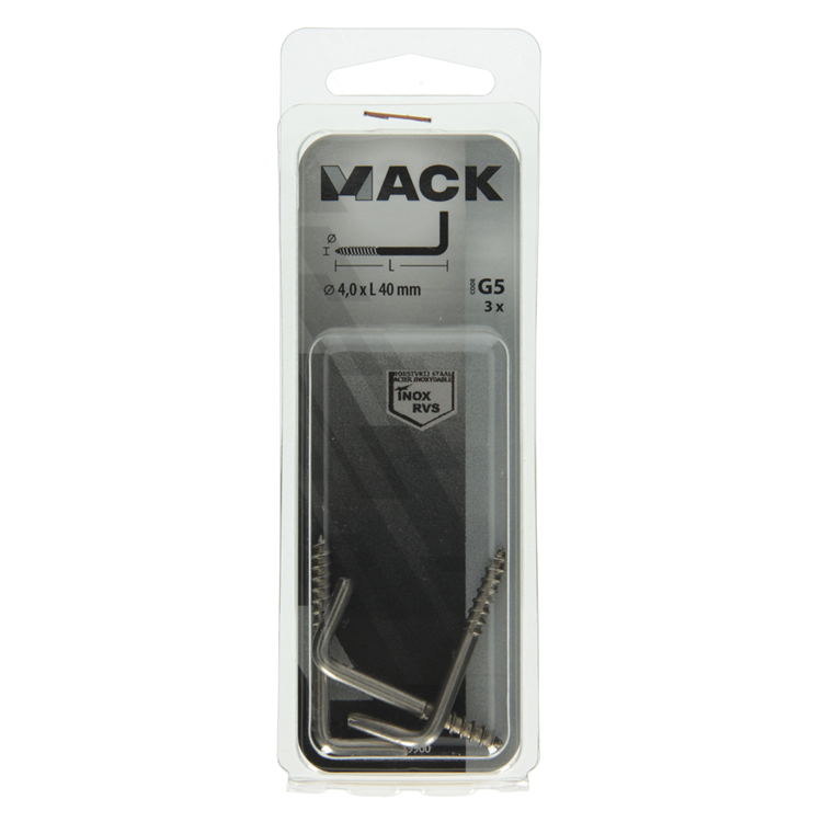 Mack 1019900 - Rändelschraube Edelstahl 3 Stück 4,0x40 mm | 10 Stück
