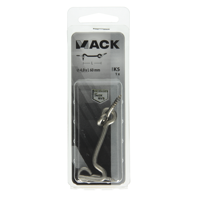 Mack 1019902 - Windhaken Edelstahl 1 Stück 4,0 x 60 mm | 10 Stück