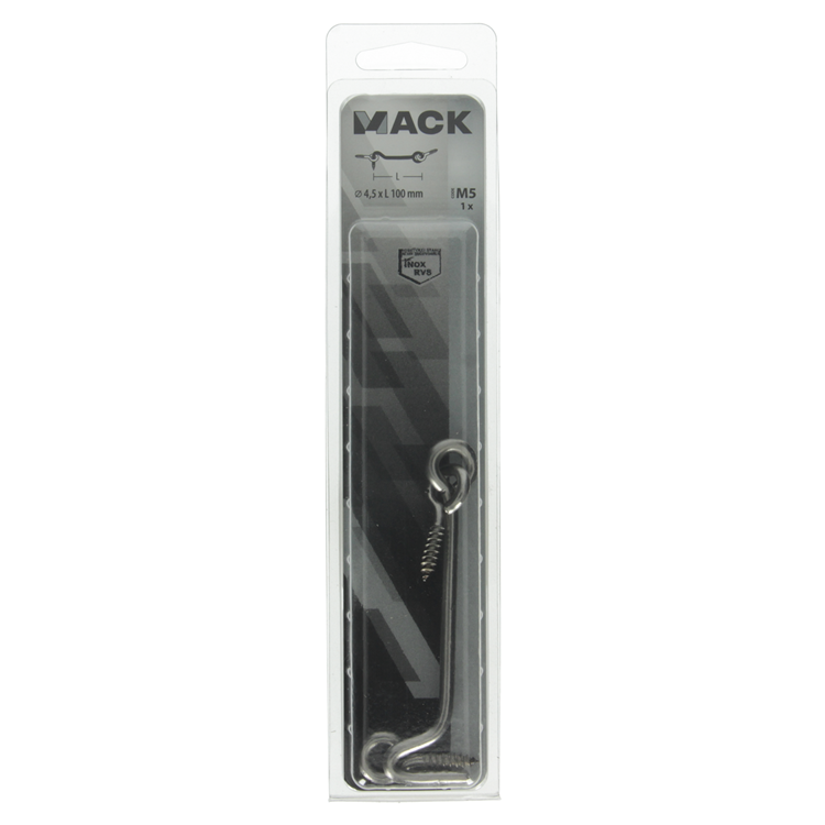 Mack 1019903 - Windhaken Edelstahl 1 Stück 4,5 x 100 mm | 5 Stück