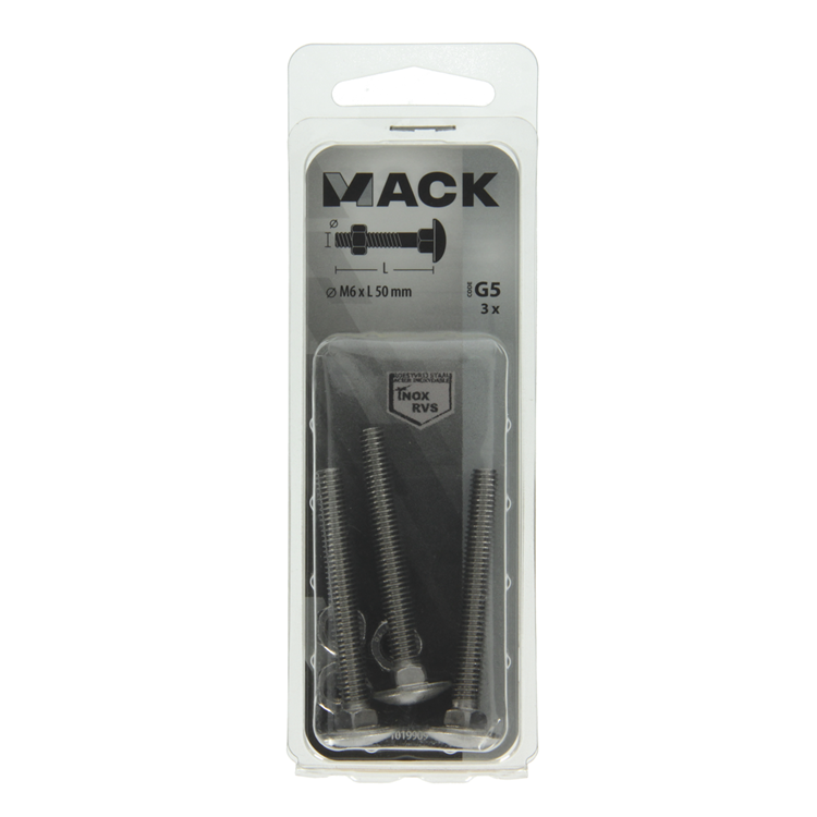 Mack 1019909 - Holzschraube + Mutter Edelstahl 3 Stück M6 x 50 mm | 10 Stück