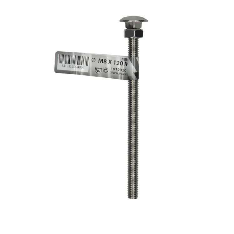 Mack 1019920 – Holzschraube + Mutter Edelstahl 1 Stück M8 x 120 mm | 10 Stück