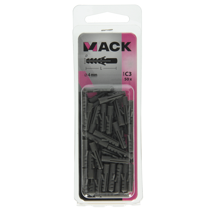 Mack 1017878 - Stopfen Polyethylen 50 Stück 4 mm | 10 Stück