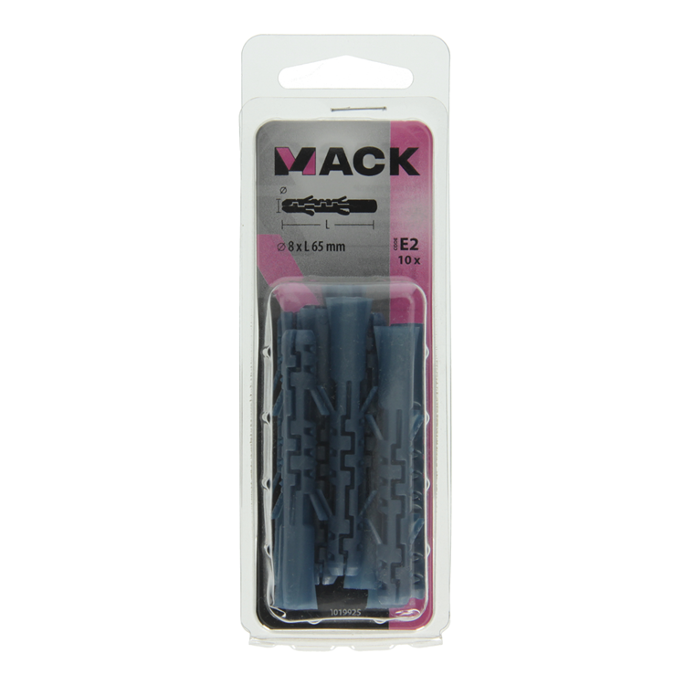 Mack 1019925 - Dübel mit langer Ausdehnung, Polyethylen, 10 Stück, 8 x 65 mm | 5 Stück