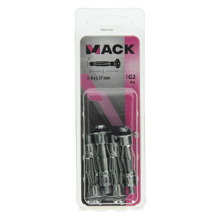 Mack 1017890 - Metall-Hohlwanddübel verzinkt 4 Stück 8 x37 mm | 10 Stück