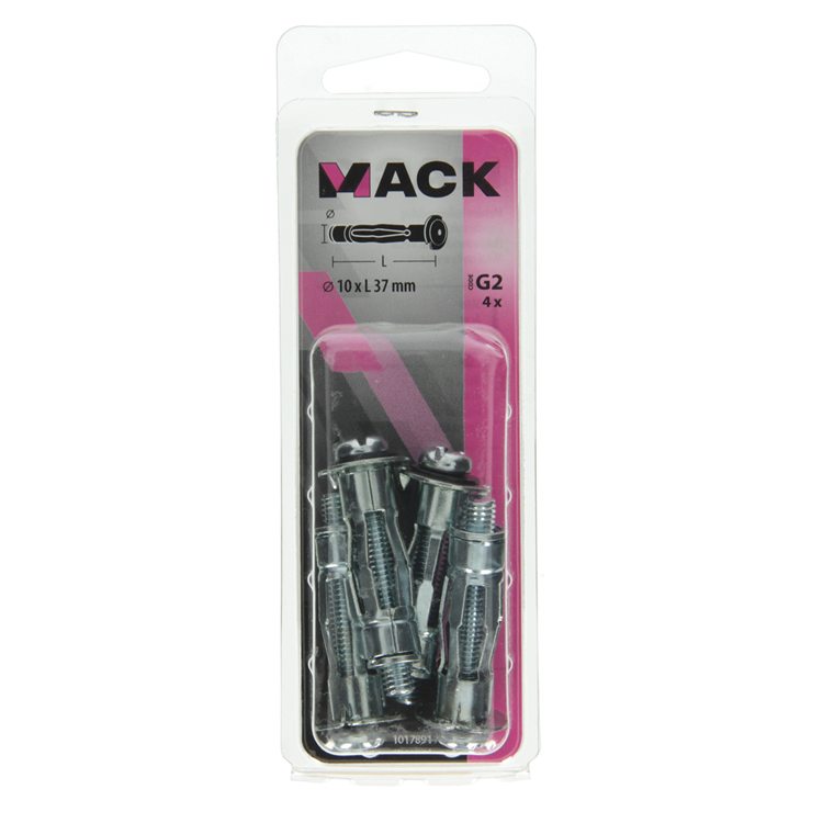 Mack 1017891 - Metall-Hohlwanddübel verzinkt 4 Stück 10 x 37 mm | 5 Stück